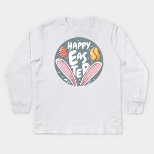 Happy Easter. Easter Bunny and Egg design Kids Long Sleeve T-Shirt